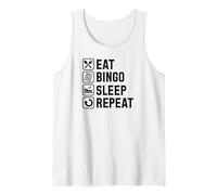 Eat Bingo Sleep Repeat Gráfico de bingo básico simple Camiseta sin Mangas