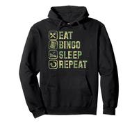 Eat Bingo Sleep Repeat Gráfico de bingo básico simple Sudadera con Capucha