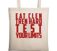 Eat Clen Tren Hard Test Your Limits - Bolsa de algodón ecológico natural, beige, Talla única