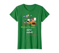 Eat Code Sleep - Programador de Ciencias de la Computación Codificador de Codificación Camiseta, Mujer, Verde Kelly, M