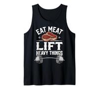 Eat Meat Lift Heavy Carnívoro Diet Steak & Barbell Camiseta sin Mangas