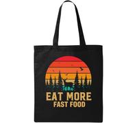 Eat More Fast Food - Bolsa de algodón ecológico natural, color negro, Black, Talla única