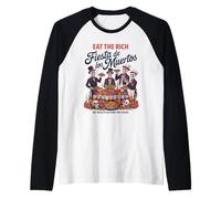 Eat Rich Día de los Muertos - Anti-Greed Social Justice Camiseta Manga Raglan