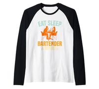 Eat Seep Bartender Repeat Funny Bartending Alcoholic Drink Camiseta Manga Raglan
