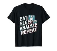 Eat Sleep Analyze Repeat Data Analytics Ingeniería de Datos Camiseta gráfica económica, Hombre, Negro, S