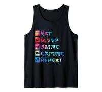 Eat Sleep Anime Gaming Repeat Funny Otaku Gamer Camiseta sin Mangas