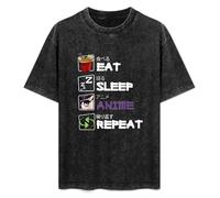 Eat Sleep Anime Repeat Kawaii Otaku Manga Fan Men's T-Shirt Unisex White Men Tees L
