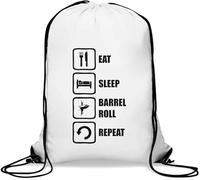 Eat Sleep Barrel Roll Repeat Slogan - Saco de gimnasio informal con cordón, color blanco, White, Talla única