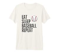 Eat Sleep Baseball Divertido Cool Deporte Jugador Entrenador Fan Camiseta Premium