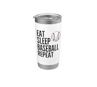 Eat Sleep Baseball Divertido Cool Deporte Jugador Entrenador Fan Vaso térmico de acero inoxidable de doble pared