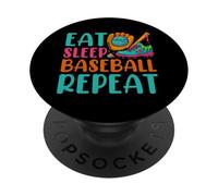 Eat Sleep Baseball Repeat Ice Cream Drip - Jarra de béisbol PopSockets PopGrip Adhesivo