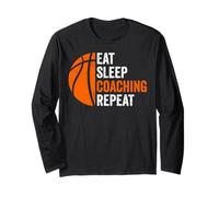 Eat Sleep Basketball Coach Repeat Sports Motivation Manga Larga