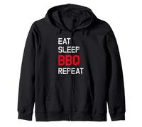 Eat Sleep BBQ Repeat Grill Barbecue Dichos De Barbacoa Sudadera con Capucha