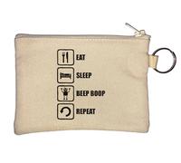 Eat Sleep Beep Boop - Llavero con eslogan y monedero, color beige, beige, Talla única