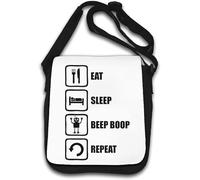 Eat Sleep Beep Boop Repeat - Bolsa de hombro con eslogan blanco, White, Talla única