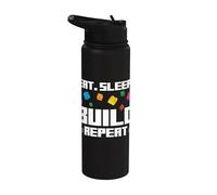 Eat Sleep Build Repeat Block Building Brick Builder Kid Stainless Steel Insulated Water Bottle