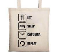 Eat Sleep Capoeira Repeat Slogan - Bolsa de algodón ecológico natural, color beige, beige, Talla única