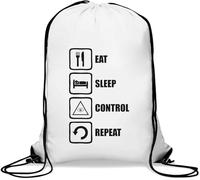Eat Sleep Control Repeat Illuminati - Saco de gimnasio informal con cordón, color blanco, White, Talla única