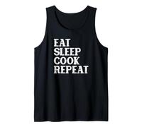 Eat Sleep Cook Repeat, Cocinar, Hombres y Mujeres, Chef, Divertido Camiseta sin Mangas