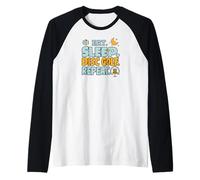Eat Sleep Disc Golf Repeat Funny Player Hobby Life Camiseta Manga Raglan