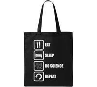 Eat Sleep Do Science Repeat Slogan Natural Eco Algodón Bolsa de transporte Negro, Negro, Talla Única, Negro , talla única