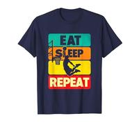 Eat Sleep Dunk Repeat, Amante de la Pelota de Baloncesto Vintage Camiseta, Hombre, Azul Marino, S