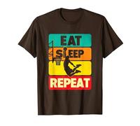 Eat Sleep Dunk Repeat, Amante de la Pelota de Baloncesto Vintage Camiseta, Hombre, Marrón, S