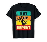 Eat Sleep Dunk Repeat, Amante de la Pelota de Baloncesto Vintage Camiseta, Hombre, Negro, S