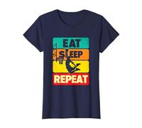 Eat Sleep Dunk Repeat, Amante de la Pelota de Baloncesto Vintage Camiseta, Mujer, Azul Marino, S