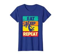 Eat Sleep Dunk Repeat, Amante de la Pelota de Baloncesto Vintage Camiseta, Mujer, Azul Real, S