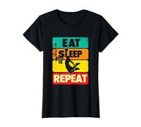 Eat Sleep Dunk Repeat, Amante de la Pelota de Baloncesto Vintage Camiseta, Mujer, Negro, S