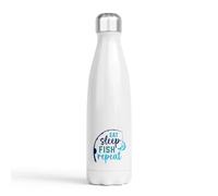 Eat Sleep Fish Drinks Bottle - Botella de acero inoxidable de doble pared, impresa a mano en el Reino Unido, botella de bebida caliente y fría, 500 ml, regalo para pescadores, papá, abuelo