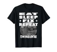 EAT SLEEP FIX REPEAT TEAM CAOS CONTROL Equipo mecánico de rally Camiseta
