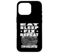 EAT SLEEP FIX REPEAT TEAM CAOS CONTROL Equipo mecánico de rally Carcasa para iPhone 16 Pro