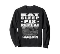 EAT SLEEP FIX REPEAT TEAM CAOS CONTROL Equipo mecánico de rally Sudadera