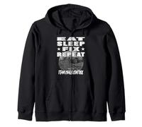 EAT SLEEP FIX REPEAT TEAM CAOS CONTROL Equipo mecánico de rally Sudadera con Capucha