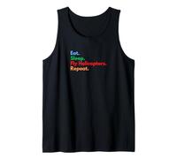 Eat Sleep Fly Helicópteros Repetir Helicópteros Pilotos y Amantes Camiseta sin Mangas