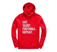 Eat Sleep Football Repeat Funny Unisex Sudadera con capucha para niños, rosso, 9-11 años