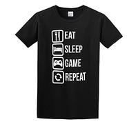 Eat Sleep Game Repeat Funny O-Neck 100% Cotton Short Sleeve Unisex T-Shirt XL