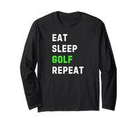 Eat Sleep Golf Repeat Cool Funny Golfing Manga Larga