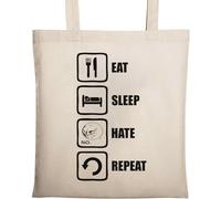 Eat Sleep Hate Repeat No Meme - Bolsa de algodón ecológico natural, color beige, beige, Talla única