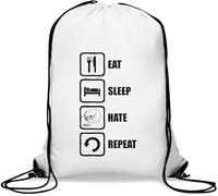 Eat Sleep Hate Repeat No Meme - Saco de gimnasio informal con cordón, color blanco, White, Talla única