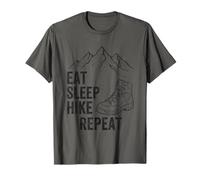Eat Sleep Hike Repeat Senderismo Montañas Botas de Senderismo Gráficos Camiseta