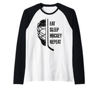 Eat Sleep Hockey Repeat For Teens Adults Cool Hockey Fans Camiseta Manga Raglan