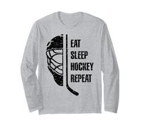 Eat Sleep Hockey Repeat For Teens Adults Cool Hockey Fans Manga Larga