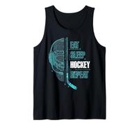 Eat Sleep Hockey Repeat Gamer Kid Teen Hockey Player Gaming Camiseta sin Mangas