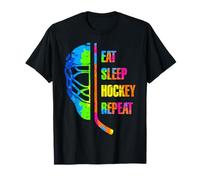 Eat Sleep Hockey Repeat Graffiti-Style Teens Adults Hockey Camiseta