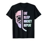 Eat Sleep Hockey Repeat Teens Cute Pastel Gradient Hockey Camiseta