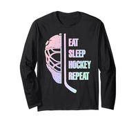 Eat Sleep Hockey Repeat Teens Cute Pastel Gradient Hockey Manga Larga