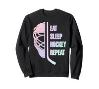 Eat Sleep Hockey Repeat Teens Cute Pastel Gradient Hockey Sudadera